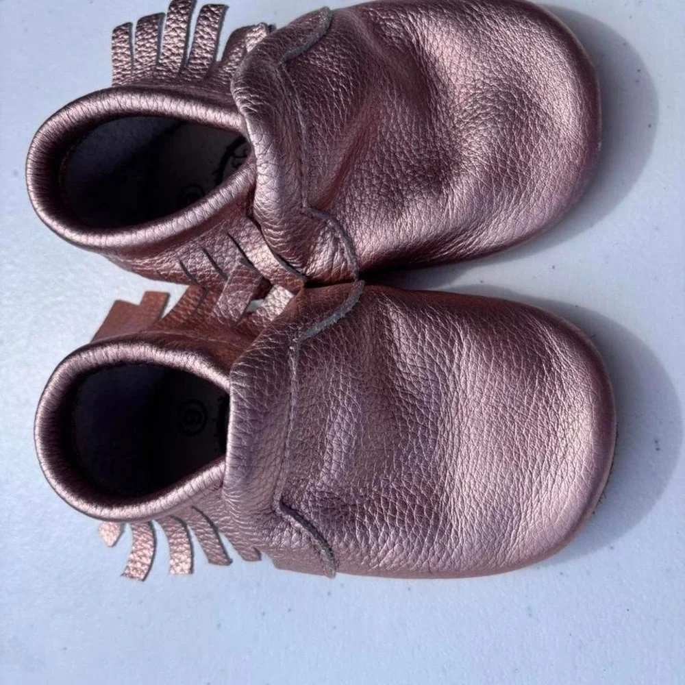 Moccasins toddler size 6 slip on‎ shoes fringe and glitter